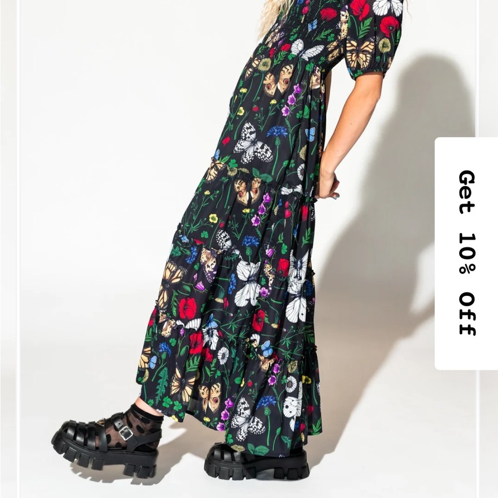 Dressed in LALA Butterfly Print Maxi Dress - Black and Multicolor